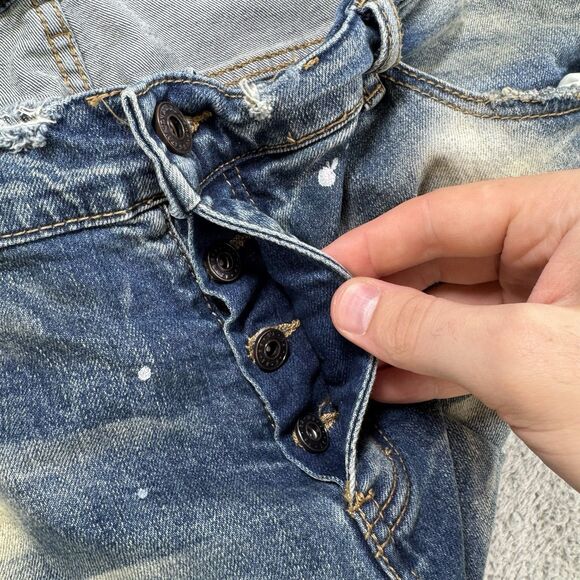 S VALABASAS Slim Straight Jeans Mens 40x30 Blue Denim Stretch Distressed - Picture 11 of 12